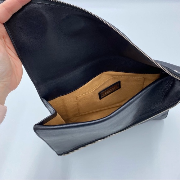 Jimmy Choo Black Leather Studded Foldover
Clutch with silver hardware - Picture 11 of 14